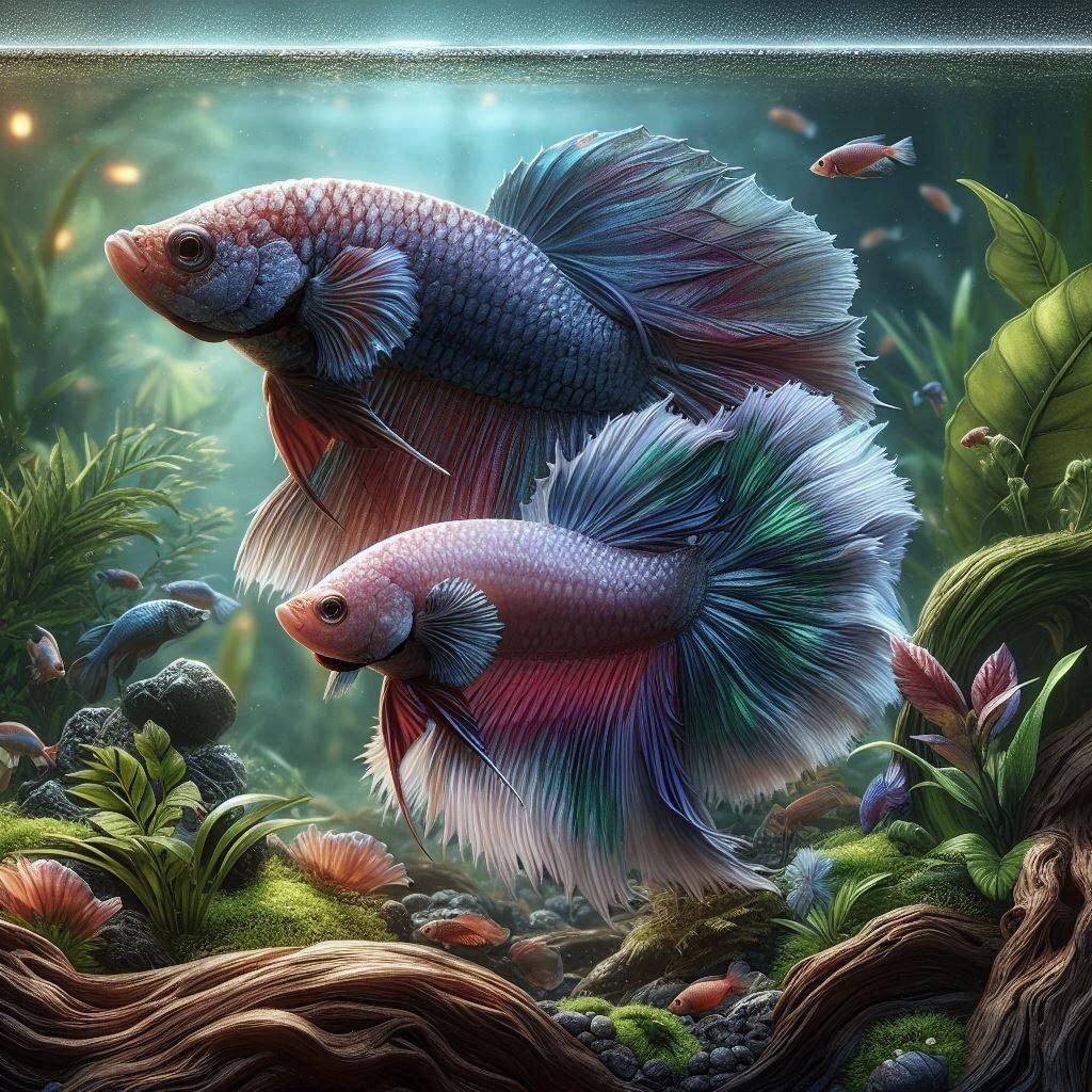 Male and Female Betta Fish Live Together