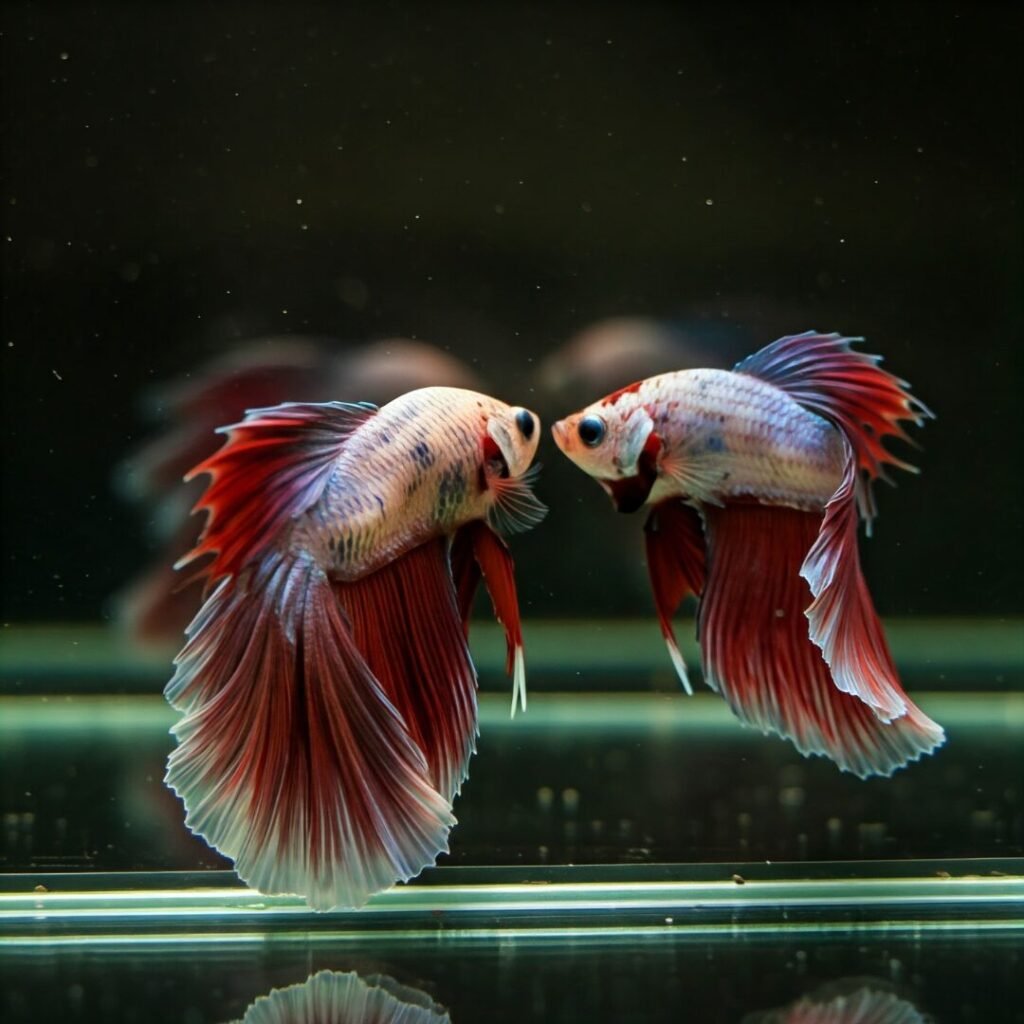 Betta Fish Glass Surfing: Betta Fish Chasing Reflection